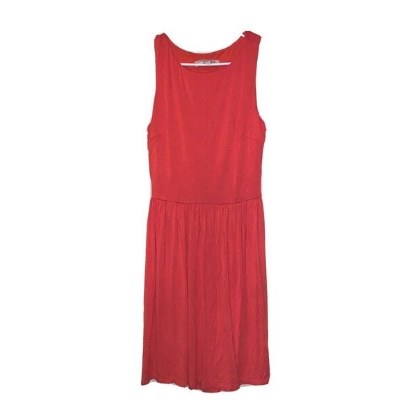 Ann Taylor Loft Tank Dress Orange‎ Elastic Waist Keyhole Back Size Small - Picture 1 of 8